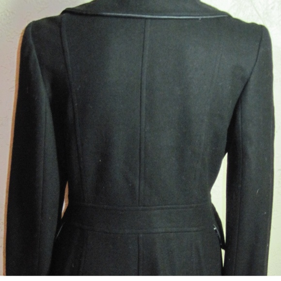 Tulle Black Wool Long .Coat Size M - Picture 7 of 7